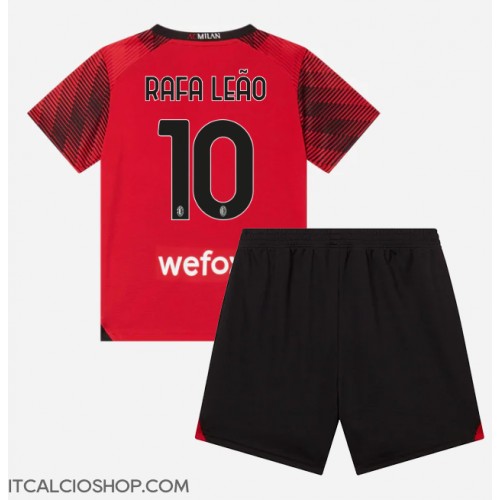 AC Milan Rafael Leao #10 Prima Maglia Bambino 2023-24 Manica Corta (+ Pantaloni corti)